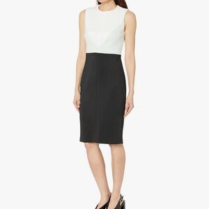 NWT Calvin Klein Scuba Sheath Color Block Dress